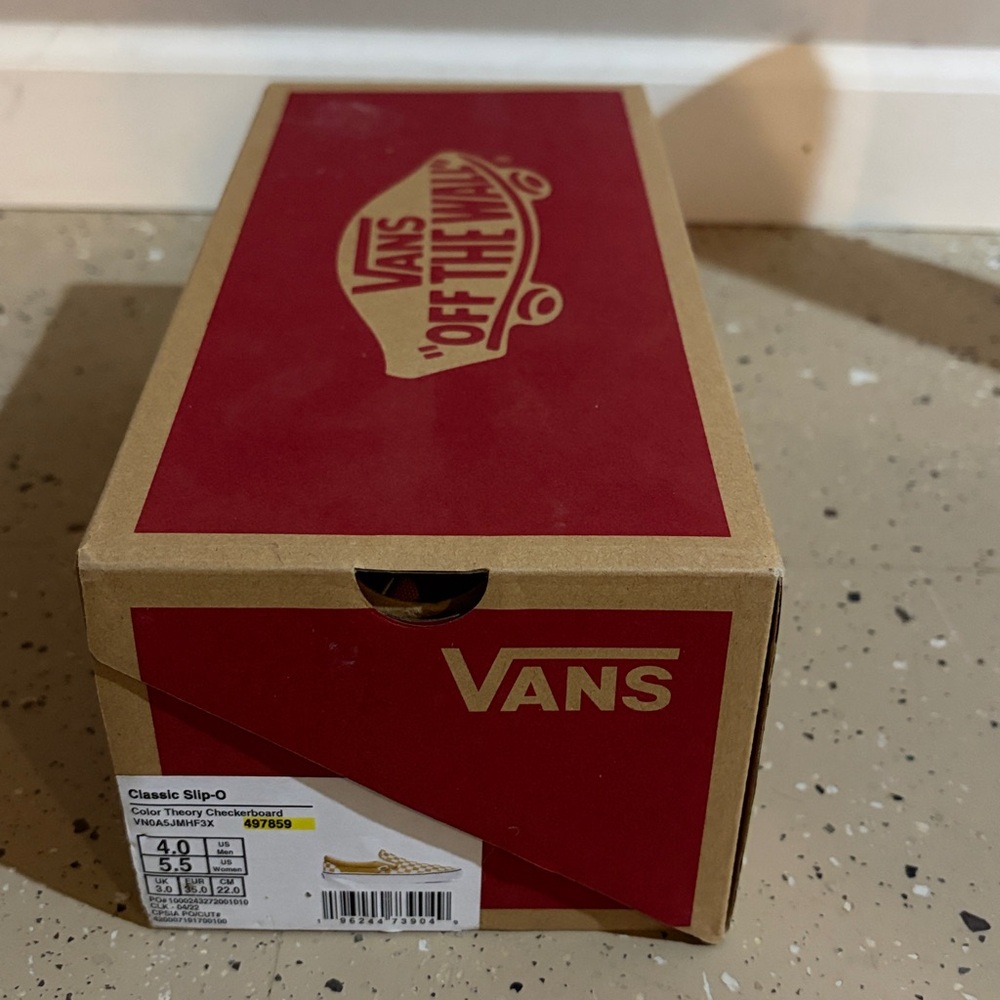 Vans Kids Yellow and White Checkered Slip-On Sneakers - Picture 3 of 3